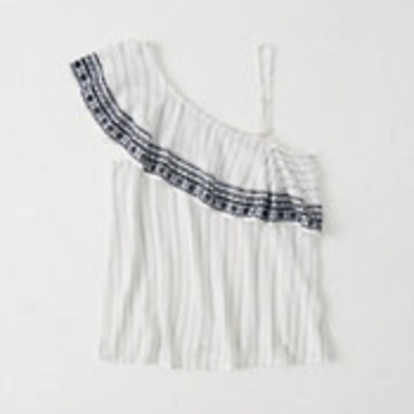 Abercrombie & Fitch - Embroidered One-Shoulder Ruffle Top - Picture 9 of 9